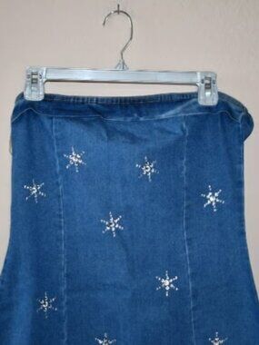 Heart & Heels Junior Strapless Denim Rhinestone Embellished Mini Dress - Size XL